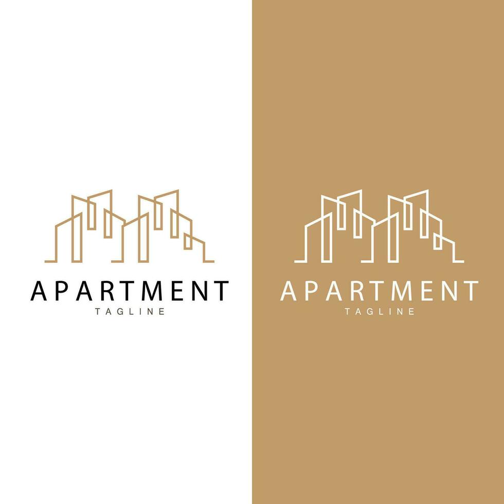 Departamento edificio logo, moderno diseño estilo línea vector símbolo ilustración modelo