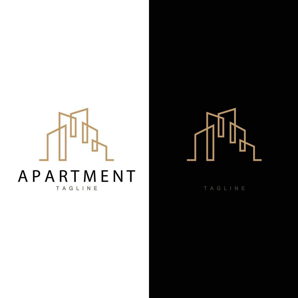 Apartment Building Logo, Modern Design Style Line Vector Symbol Illustration Template