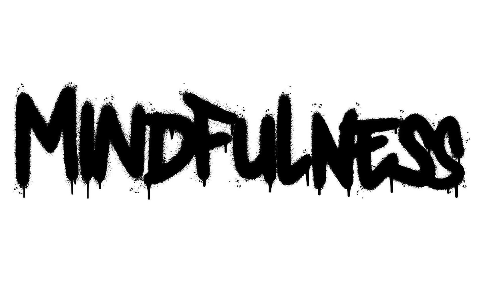 Spray Painted Graffiti mindfulness Word Sprayed isolated with a white background. graffiti font mindfulness with over spray in black over white. vector