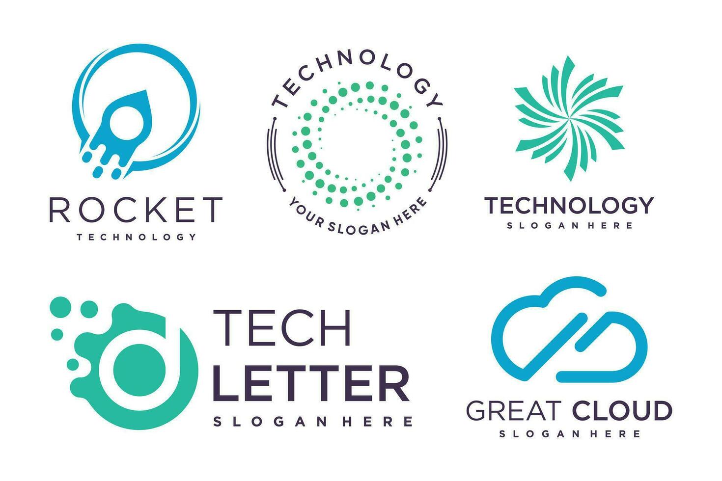 Technology logo design vector collection with creative element concept