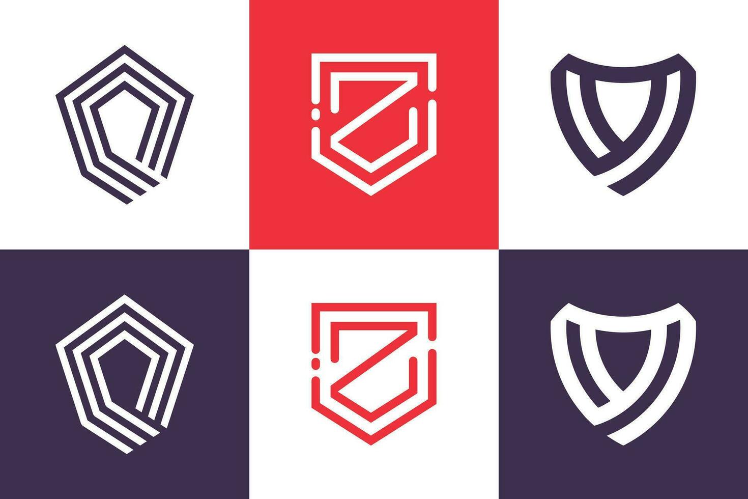 Shield logo design vector collection with creative element concept