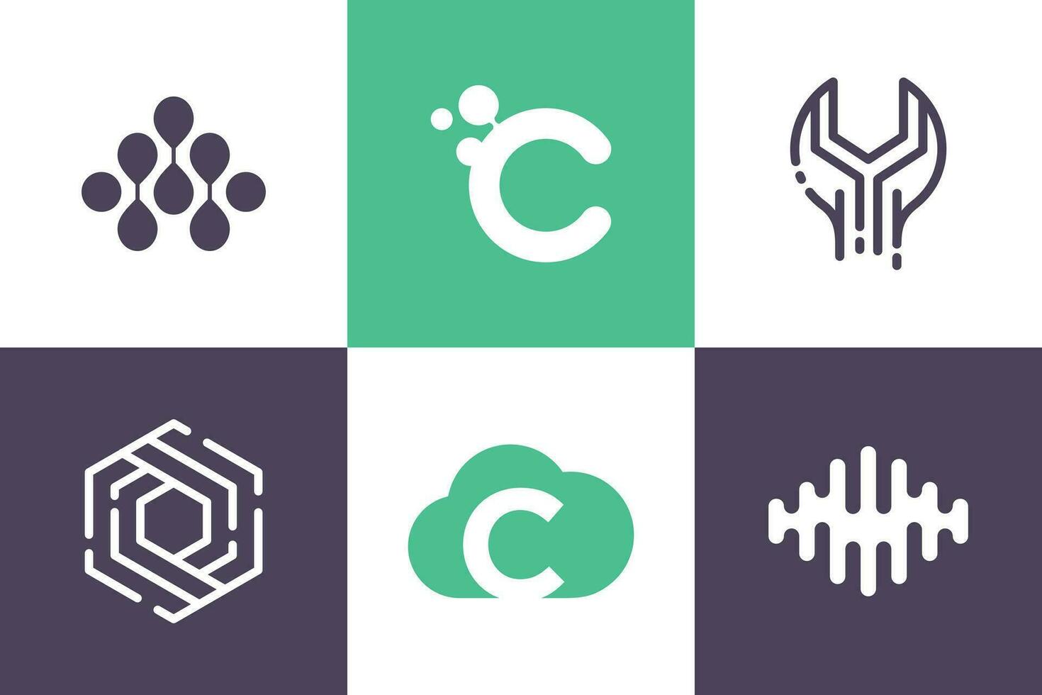 Technology logo design vector collection with creative element concept