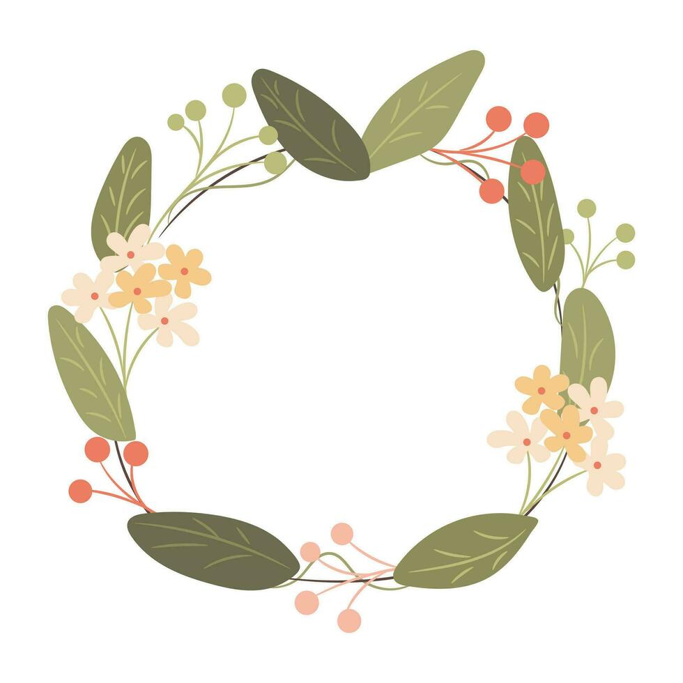 Abstract foliage wreath. Vector illustration.