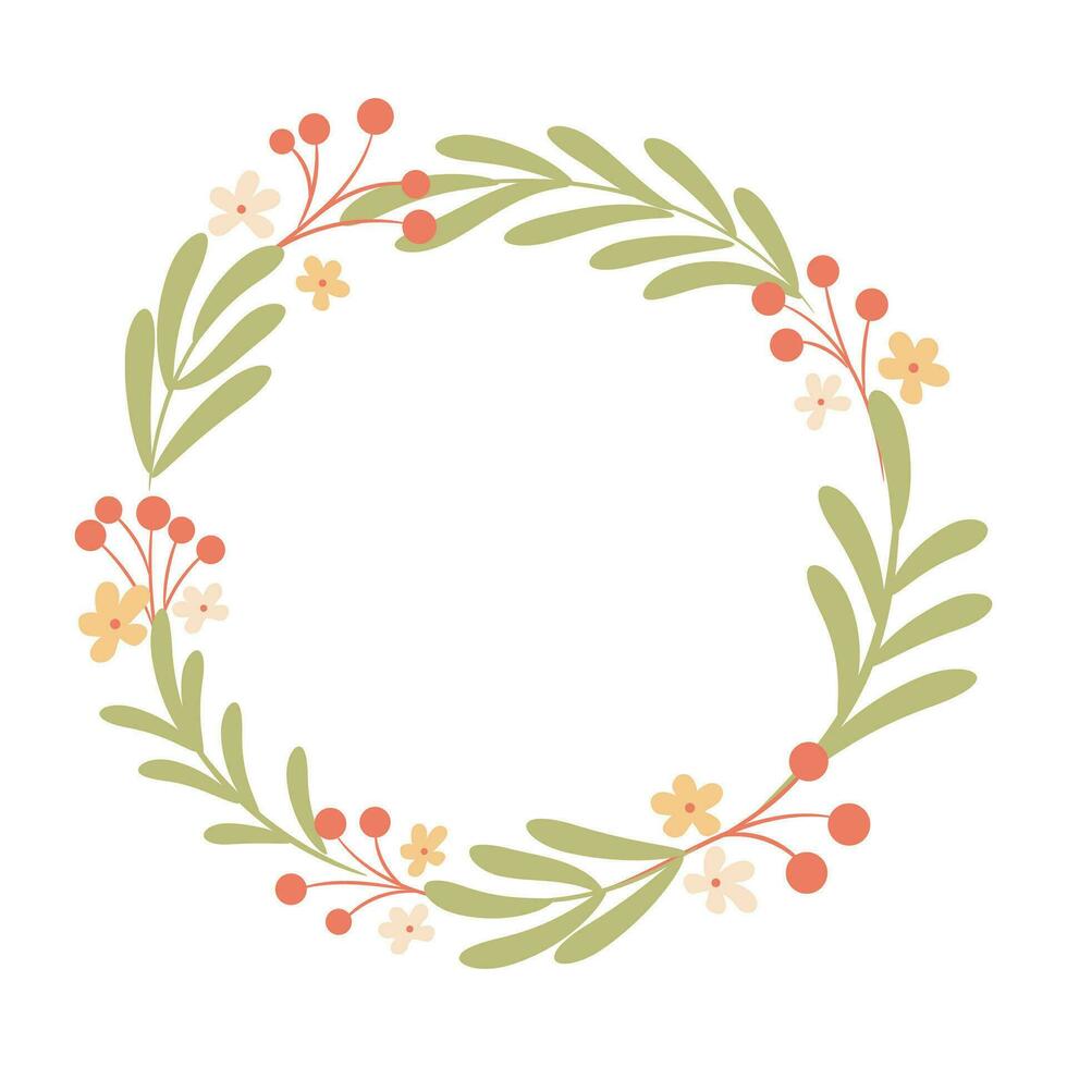 Abstract foliage wreath. Vector illustration.