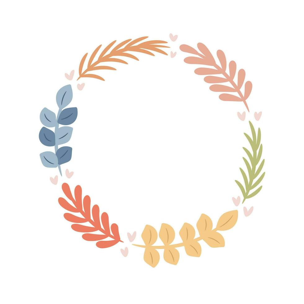 Abstract foliage wreath. Vector illustration.