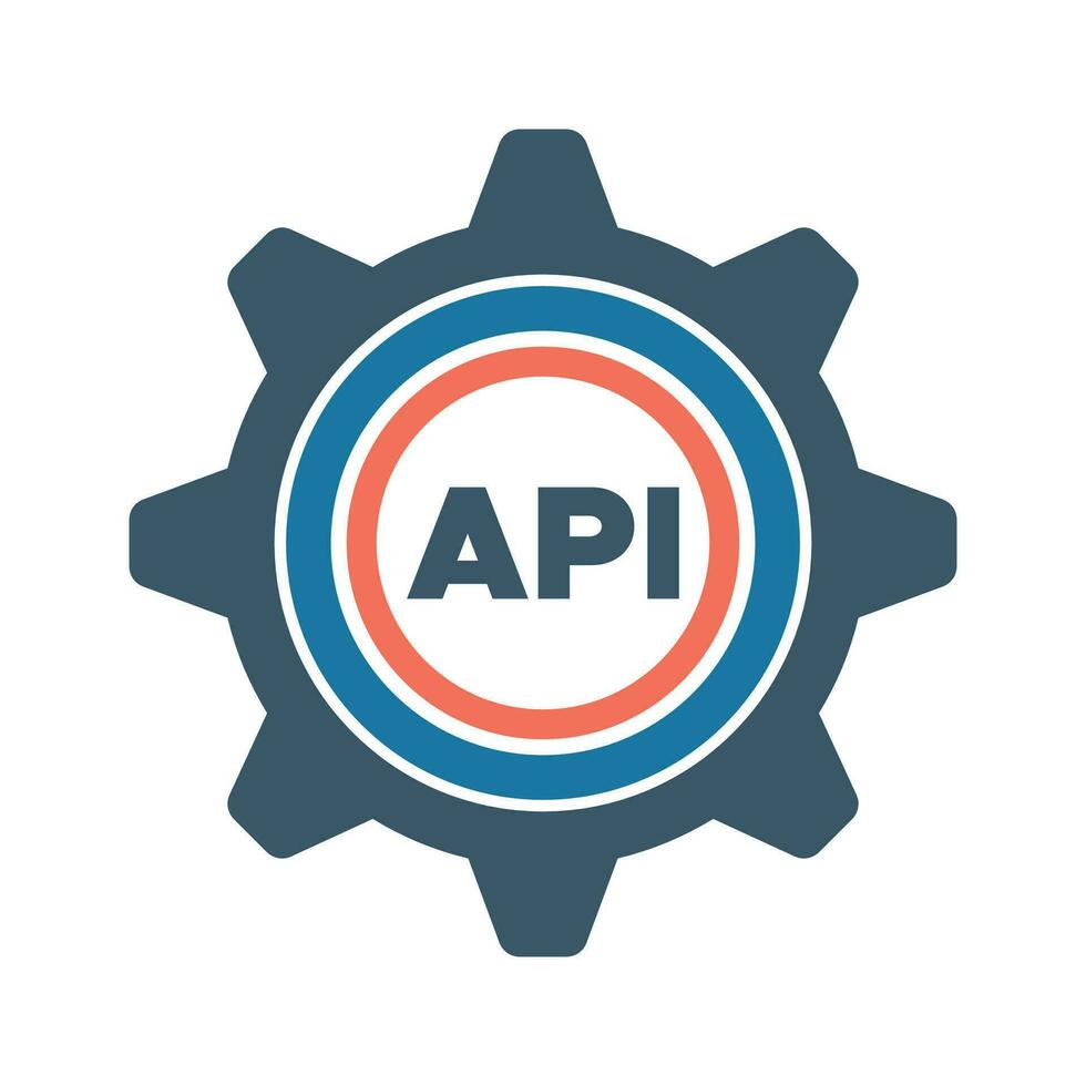 API Data analytics icon monitoring setting gear database icons vector