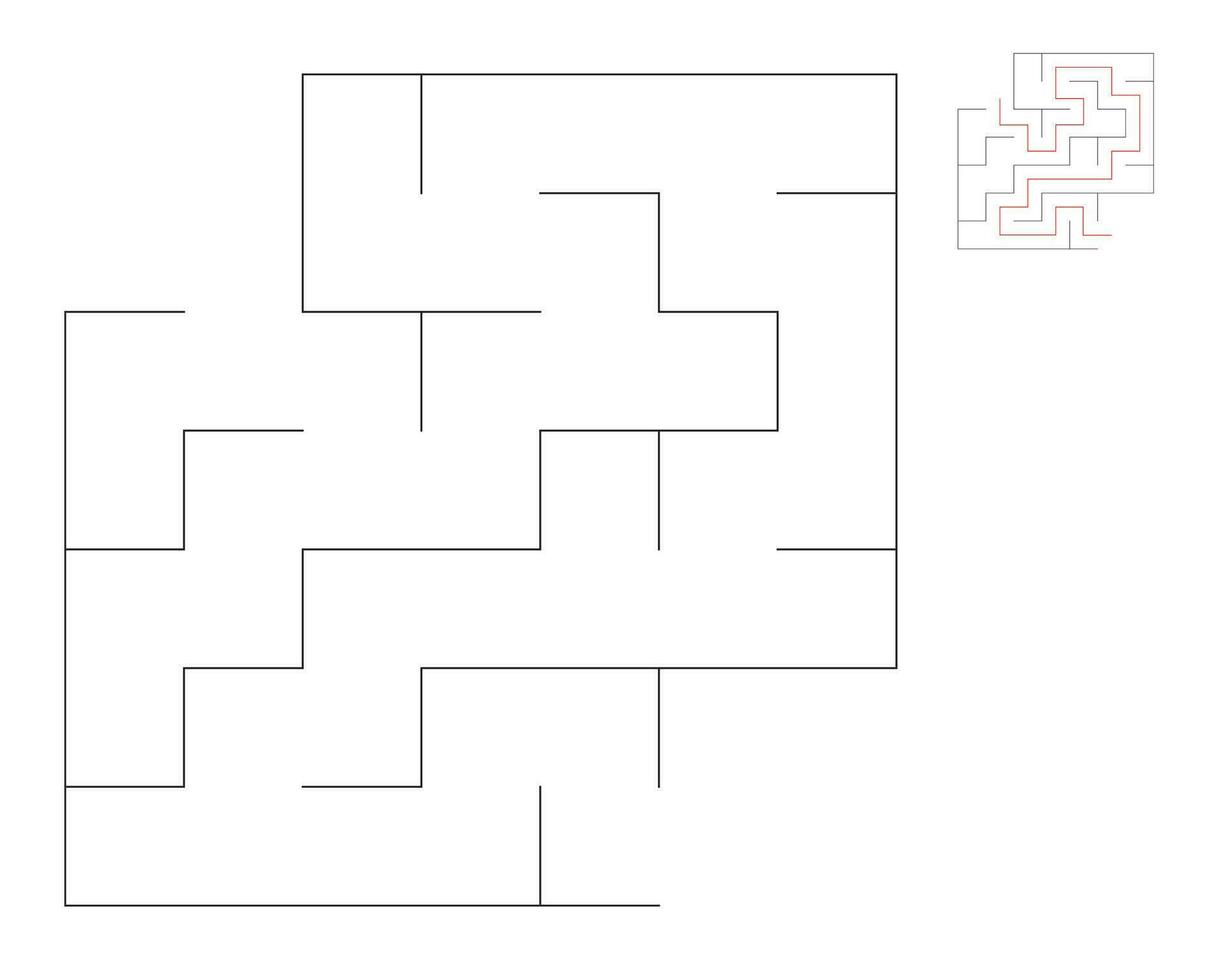 Square maze,  logic game with labyrinths.  maze game. A maze with answers vector