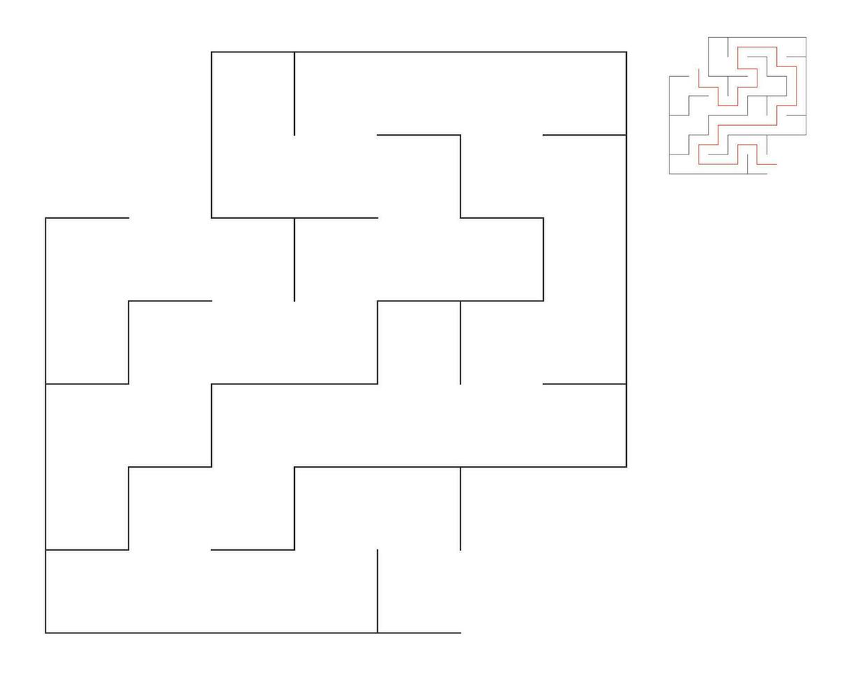 Square maze,  logic game with labyrinths.  maze game. A maze with answers vector