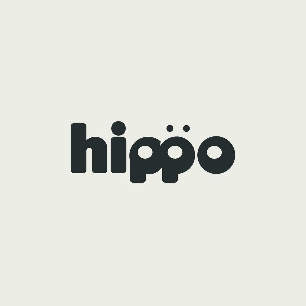 vector hipopótamo texto logo diseño