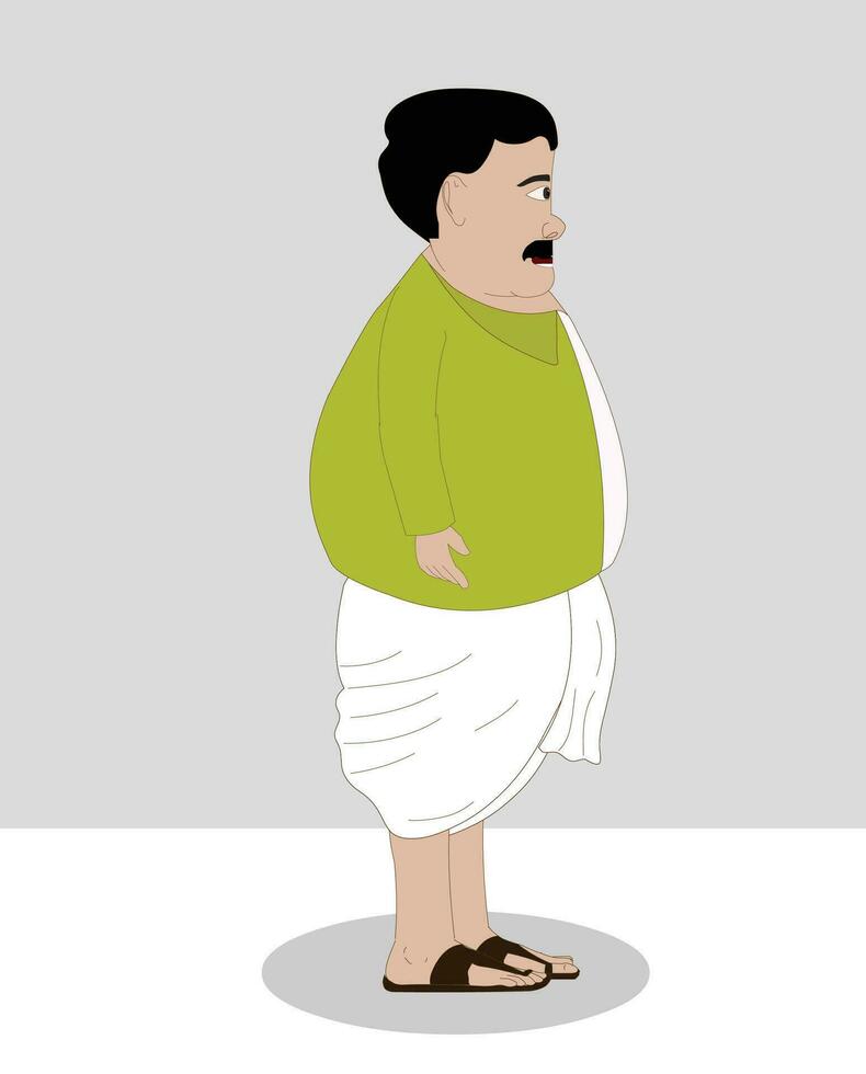 Fat man side view cartoon character design vector