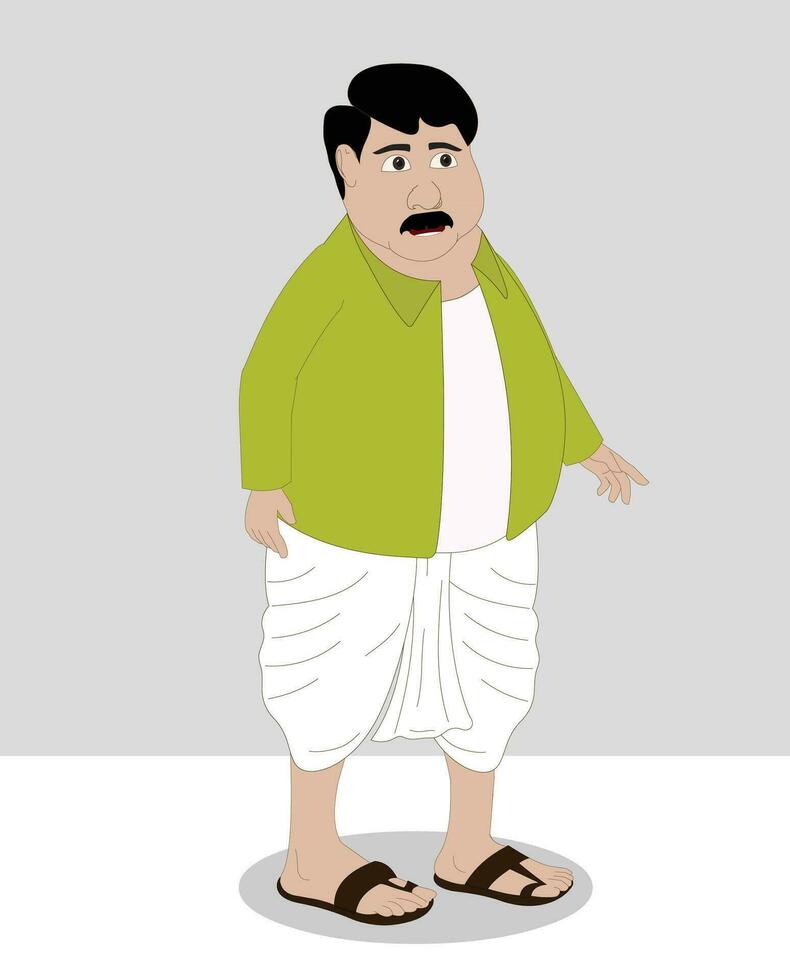 Fat man three quarter view cartoon character design vector