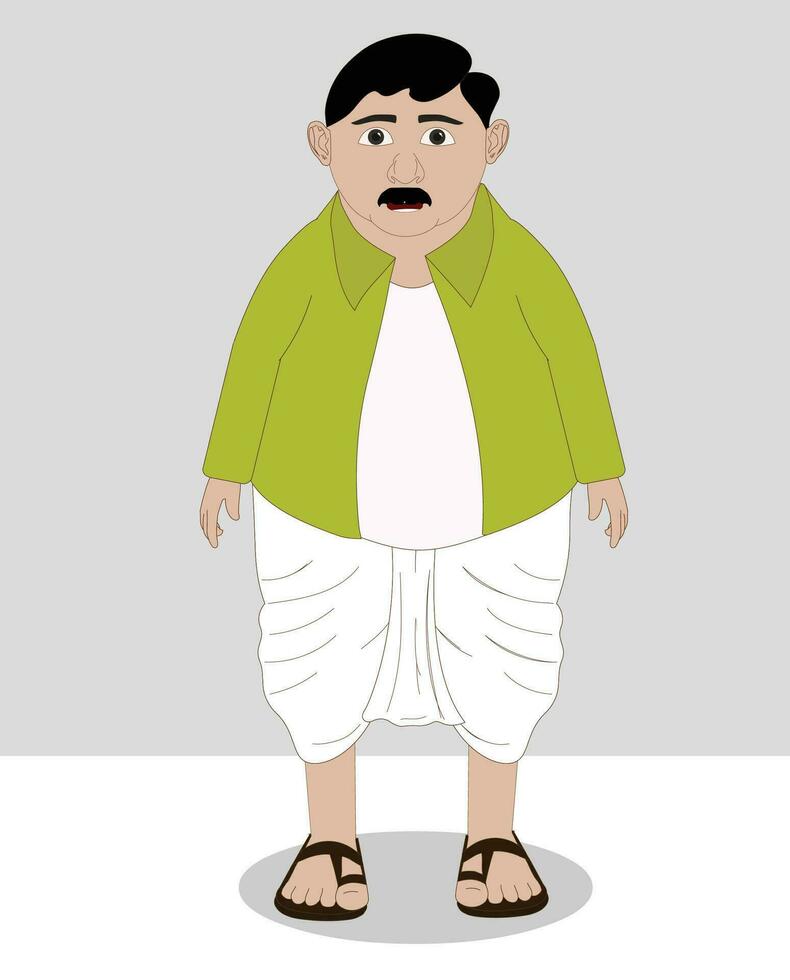 Fat man front view cartoon character design vector
