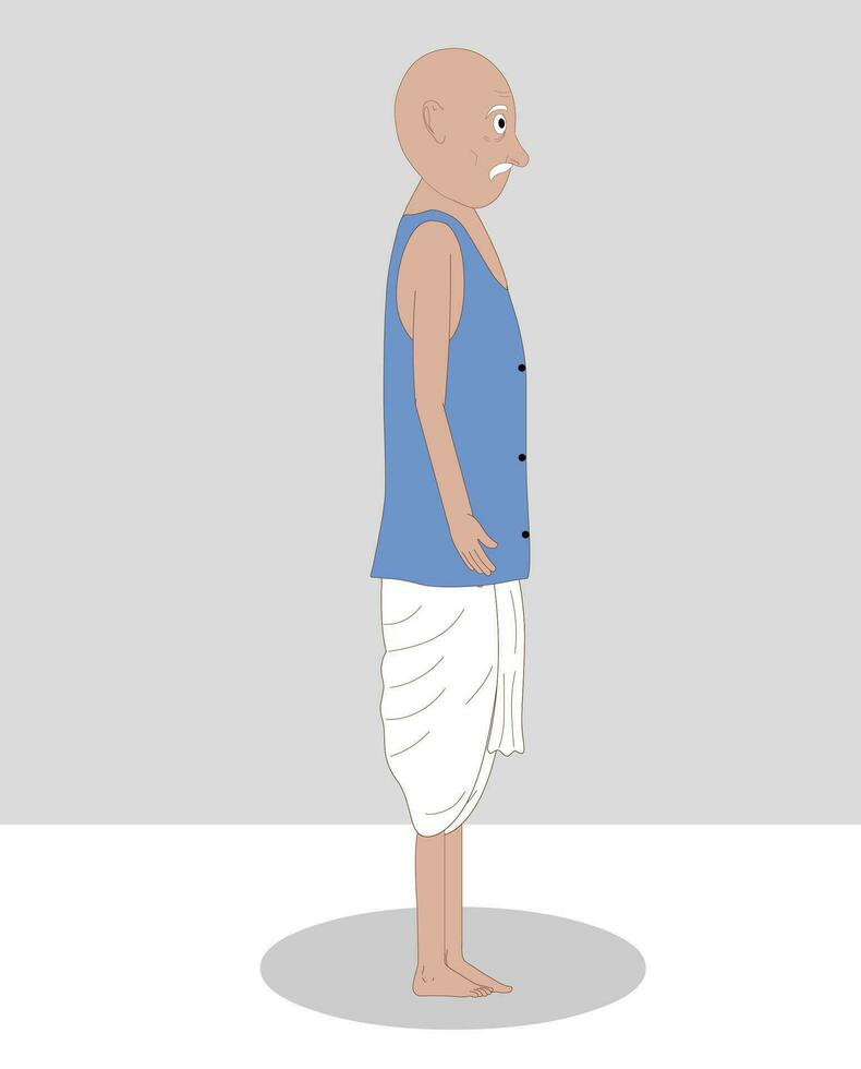 Village old man side view cartoon character design vector