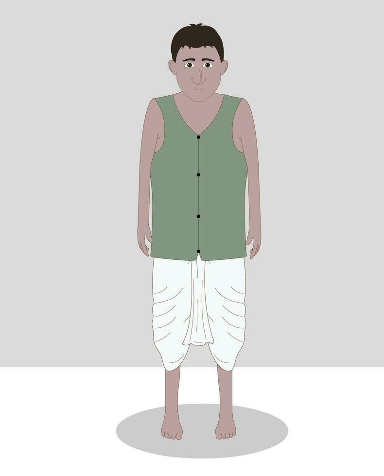 Indian boy front view cartoon character for cartoon animation stories vector