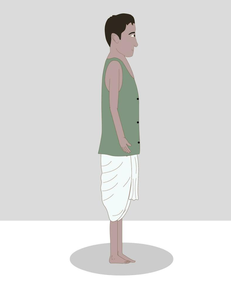 Indian boy side view cartoon character for cartoon animation stories vector