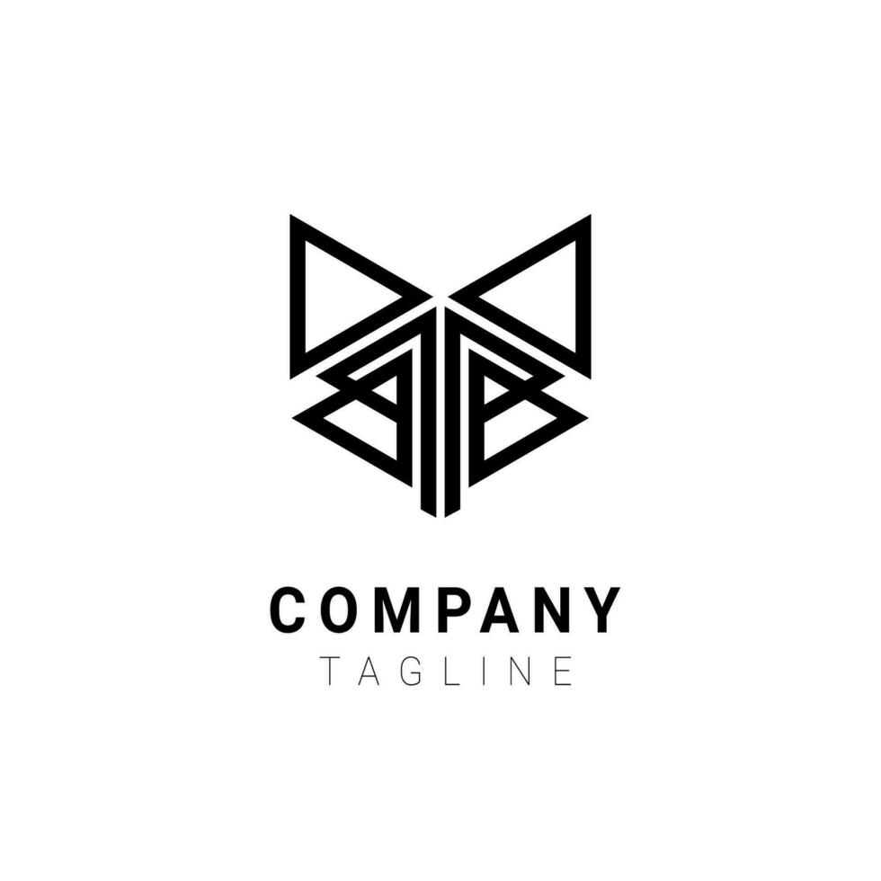 zorro cabeza línea geométrico minimalista logo diseño vector