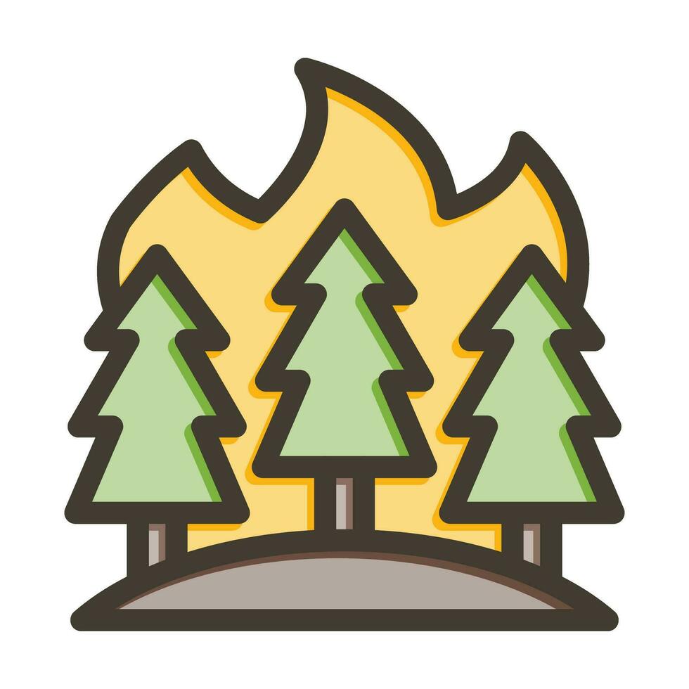 Wildfire Vector Thick Line Filled Colors Icon For Personal And Commercial Use.