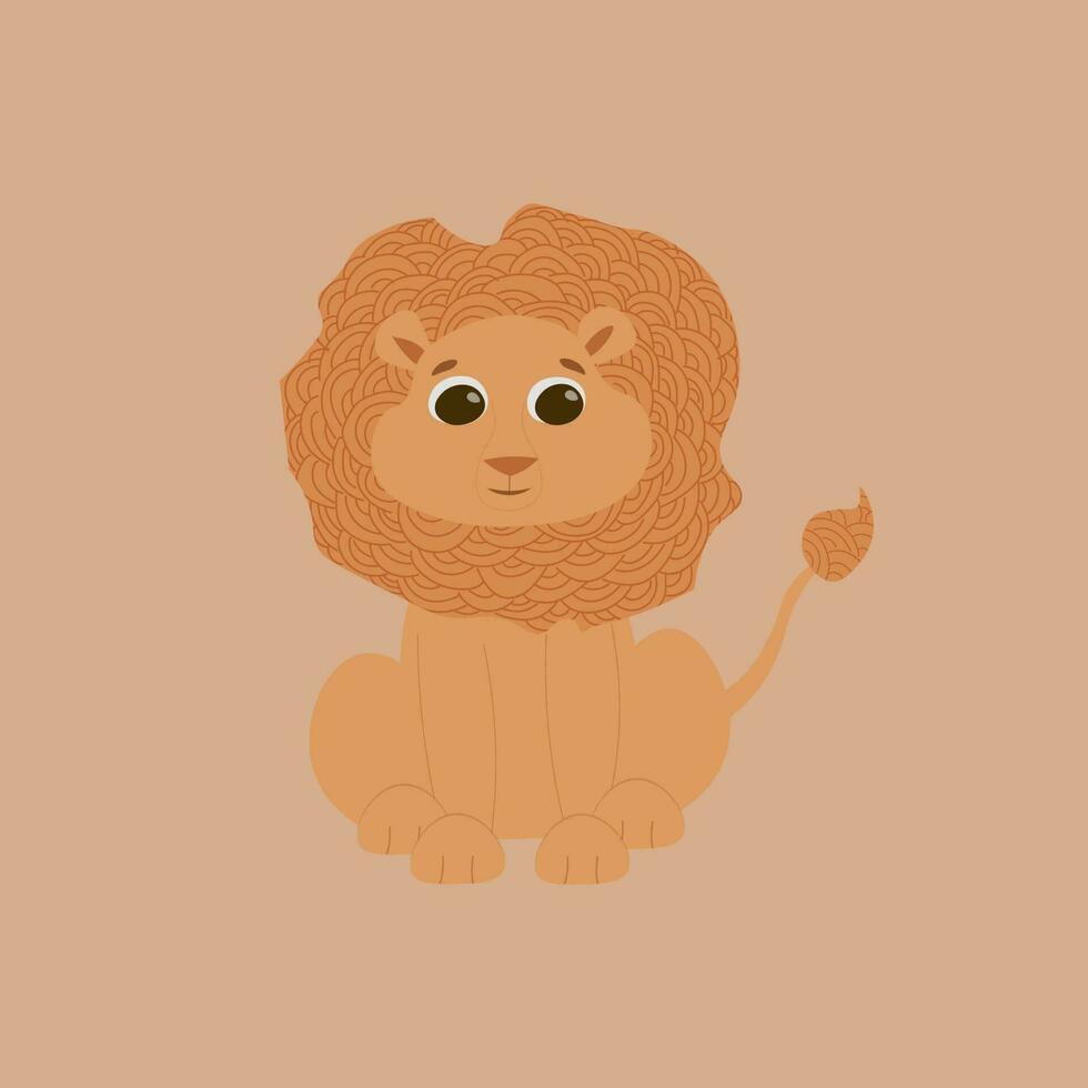 Cute lion illustration, scandinavian style for nursery, children print vector