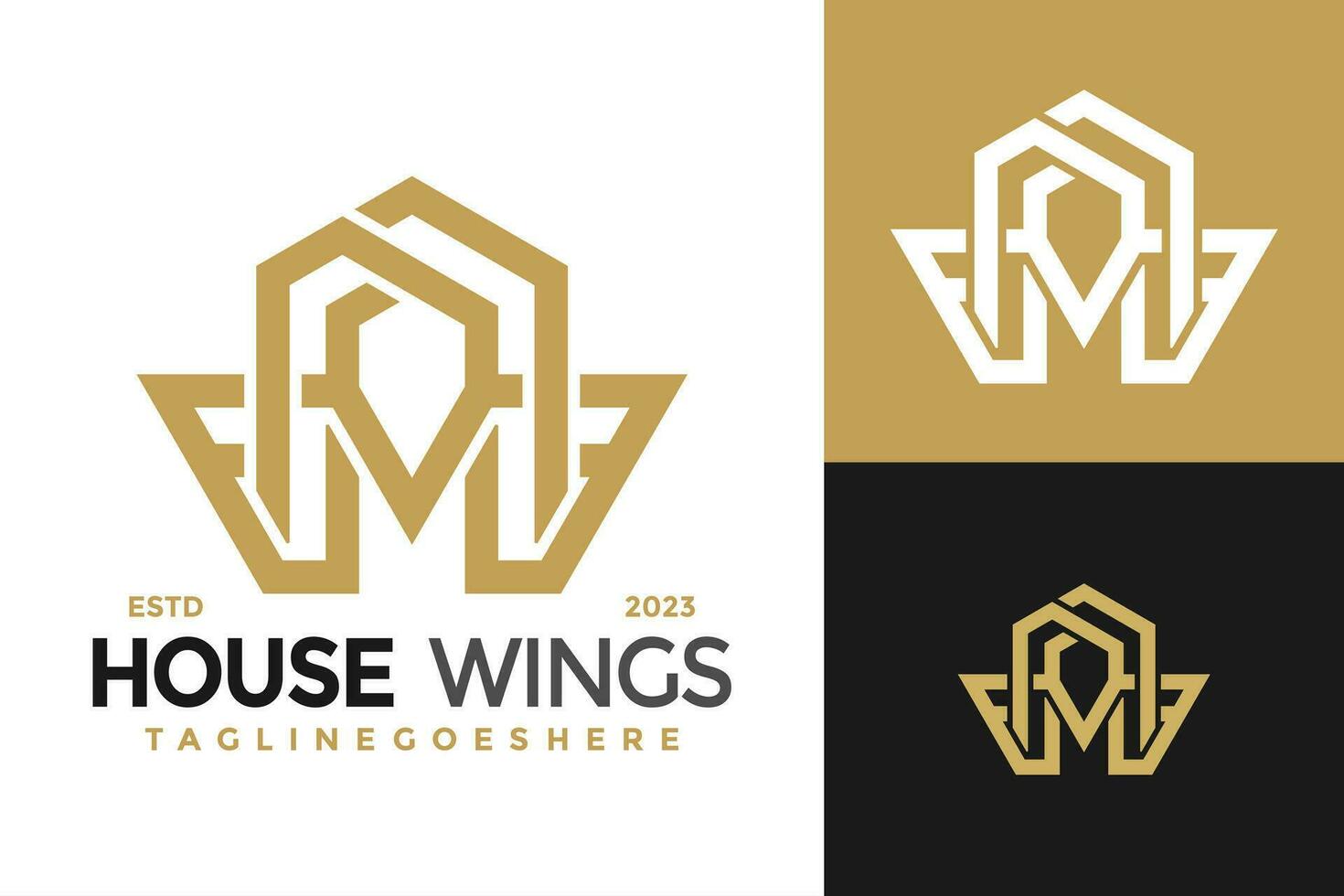 Letter M House Wing Logo design vector symbol icon illustration