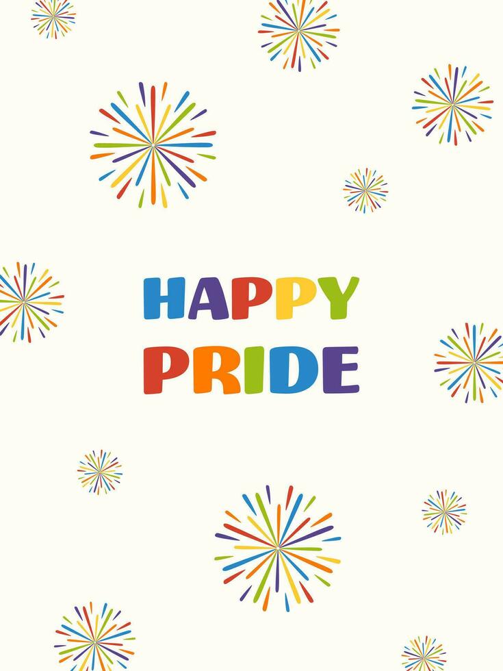 Happy Pride greeting card, poster with fireworks. vector