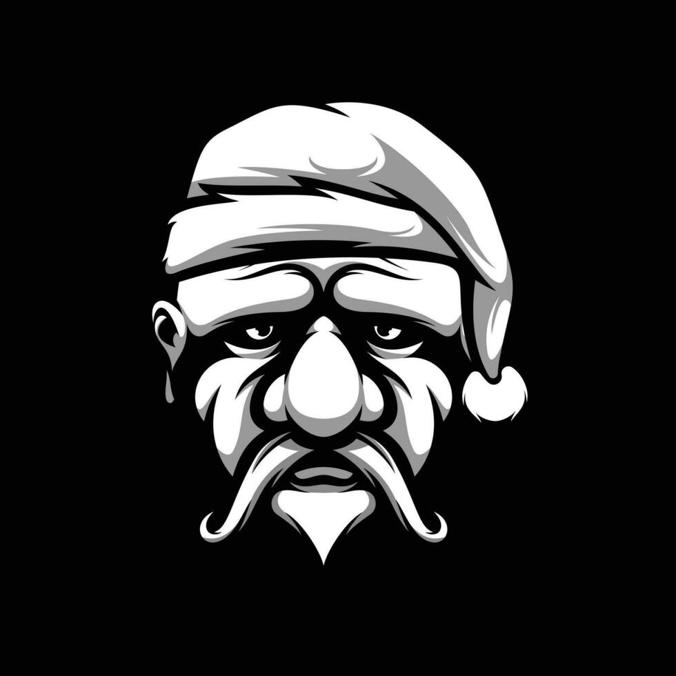 Old Man Christmas Black and White vector