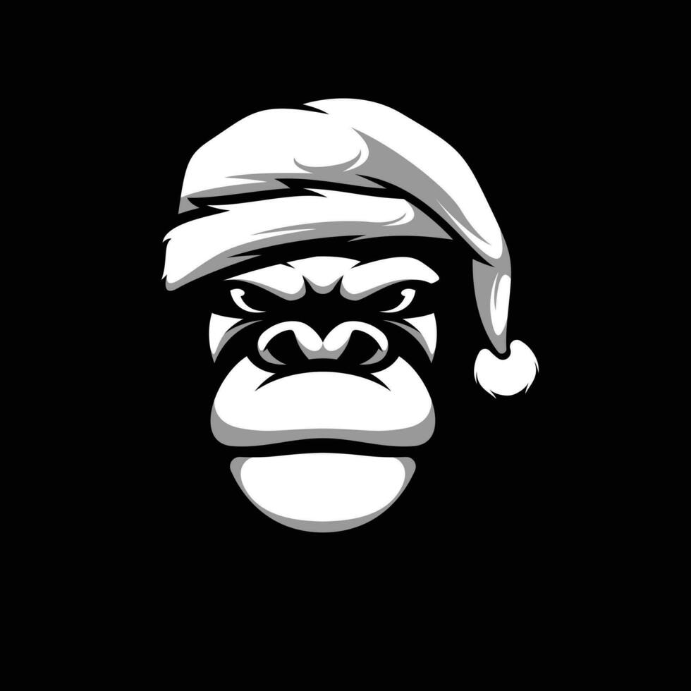 Ape Christmas Black and White vector