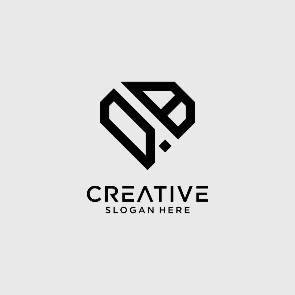 Creative style qb letter logo design template with diamond shape icon vector