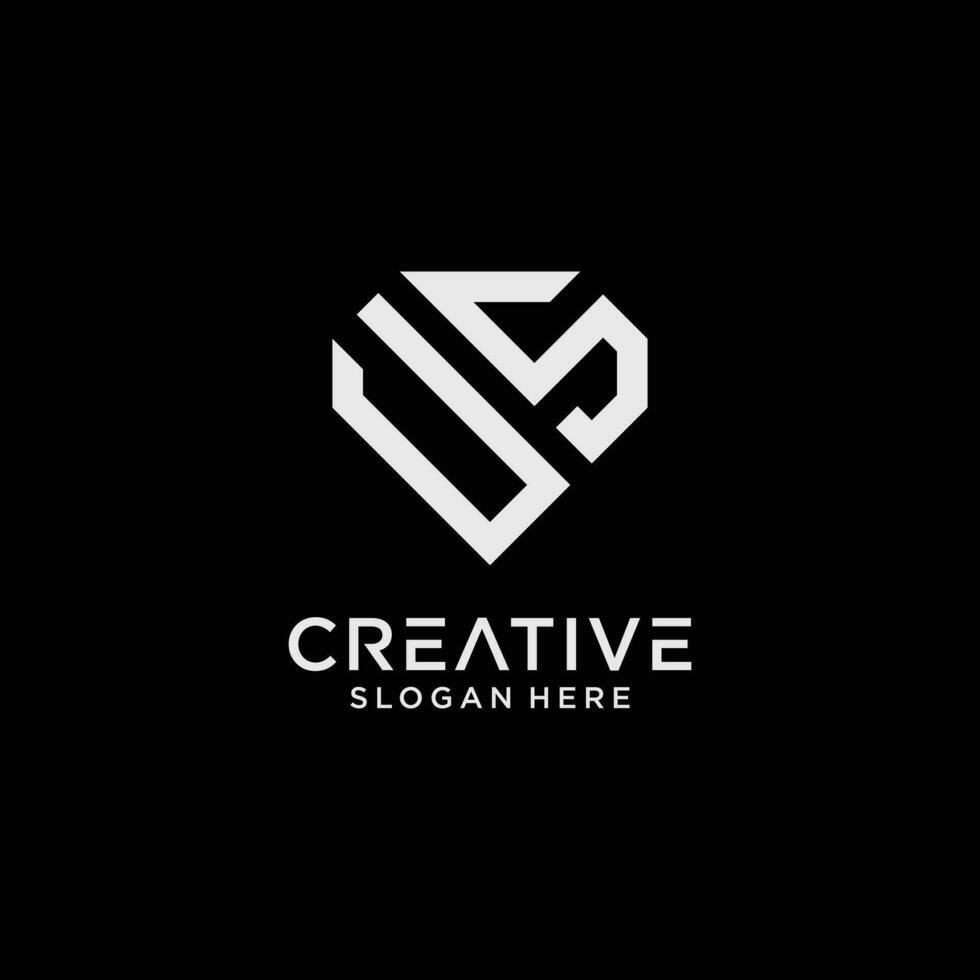 creativo estilo nosotros letra logo diseño modelo con diamante forma icono vector