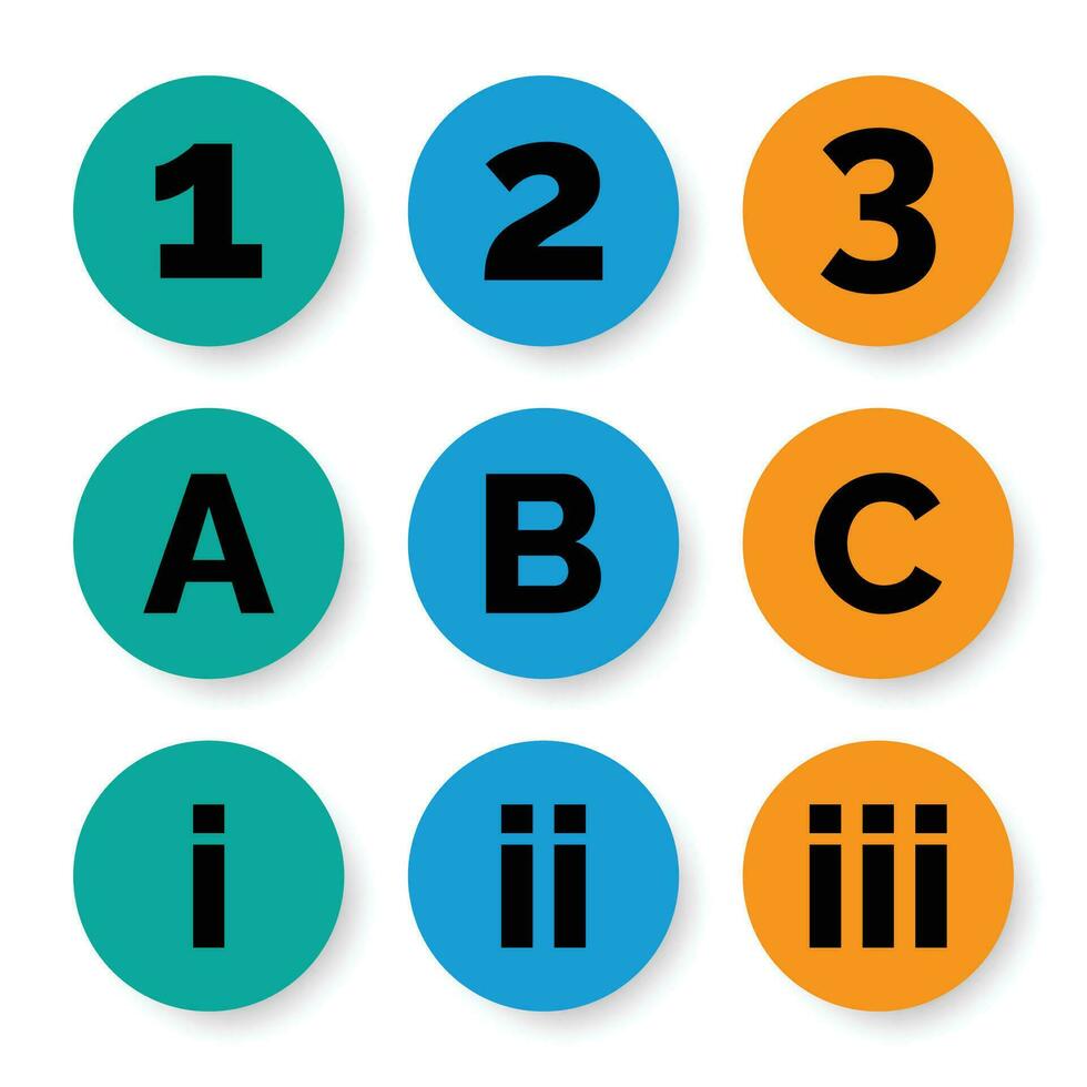 Vector illustration of alphabet letters abc and numbers in a different language, numbers for kids concept
