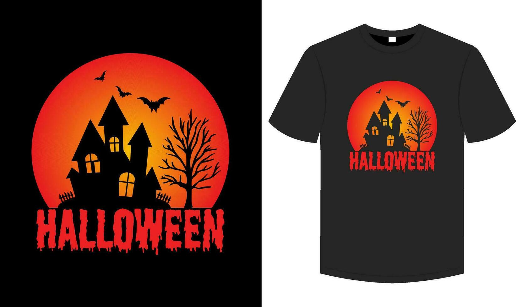 Halloween T shirt , Halloween retro vintage artwork, typography and graphic   element llustration vector