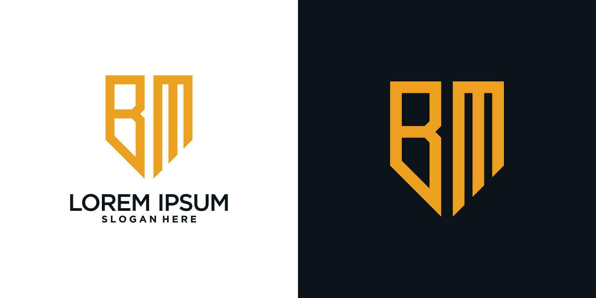Monogram logo design initial letter b combined with shield element and creative concept vector