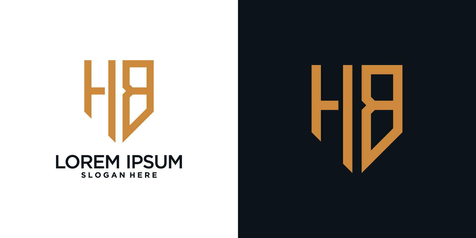Monogram logo design initial letter h combined with shield element and creative concept vector