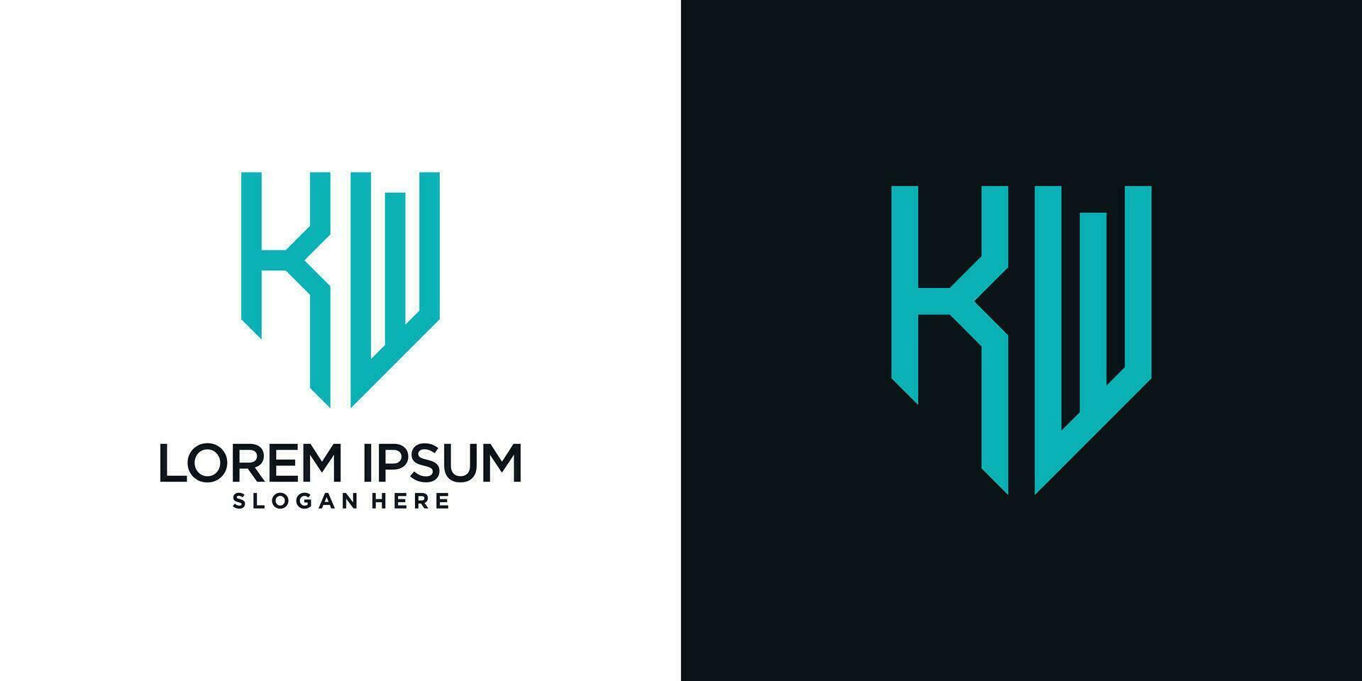 Monogram logo design initial letter k combined with shield element and creative concept vector