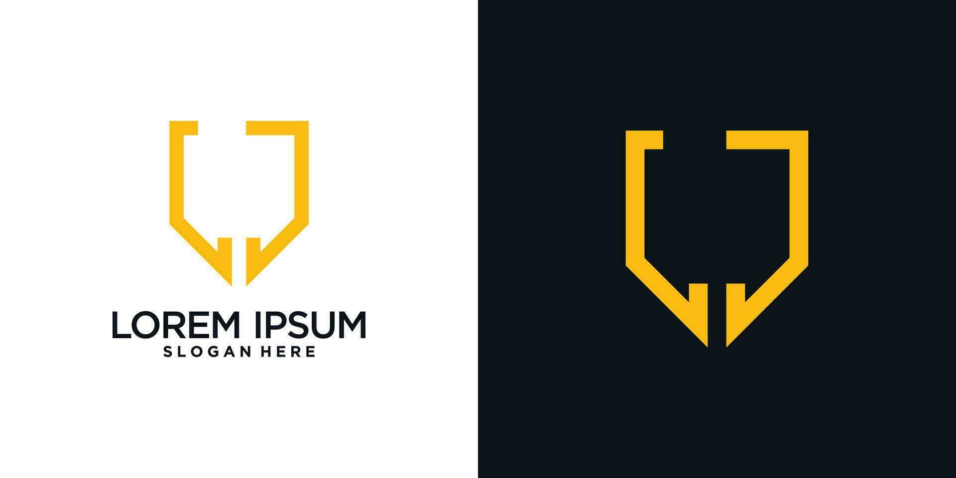 Monogram logo design initial letter l combined with shield element and creative concept vector