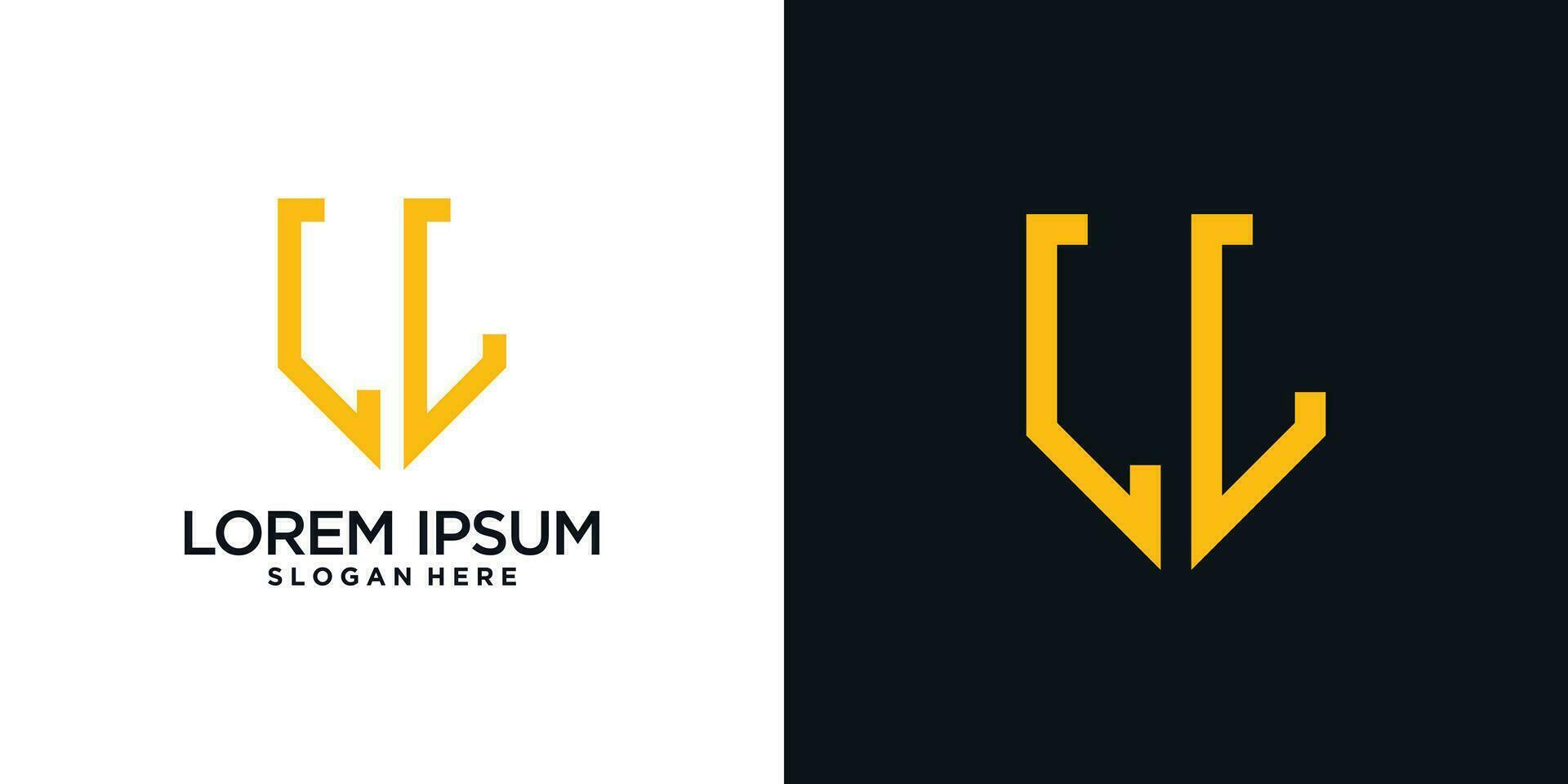 Monogram logo design initial letter l combined with shield element and creative concept vector