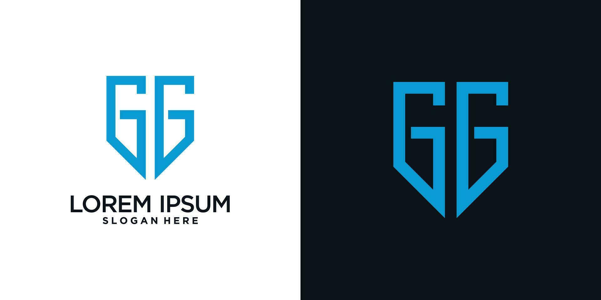 Monogram logo design initial letter g combined with shield element and creative concept vector