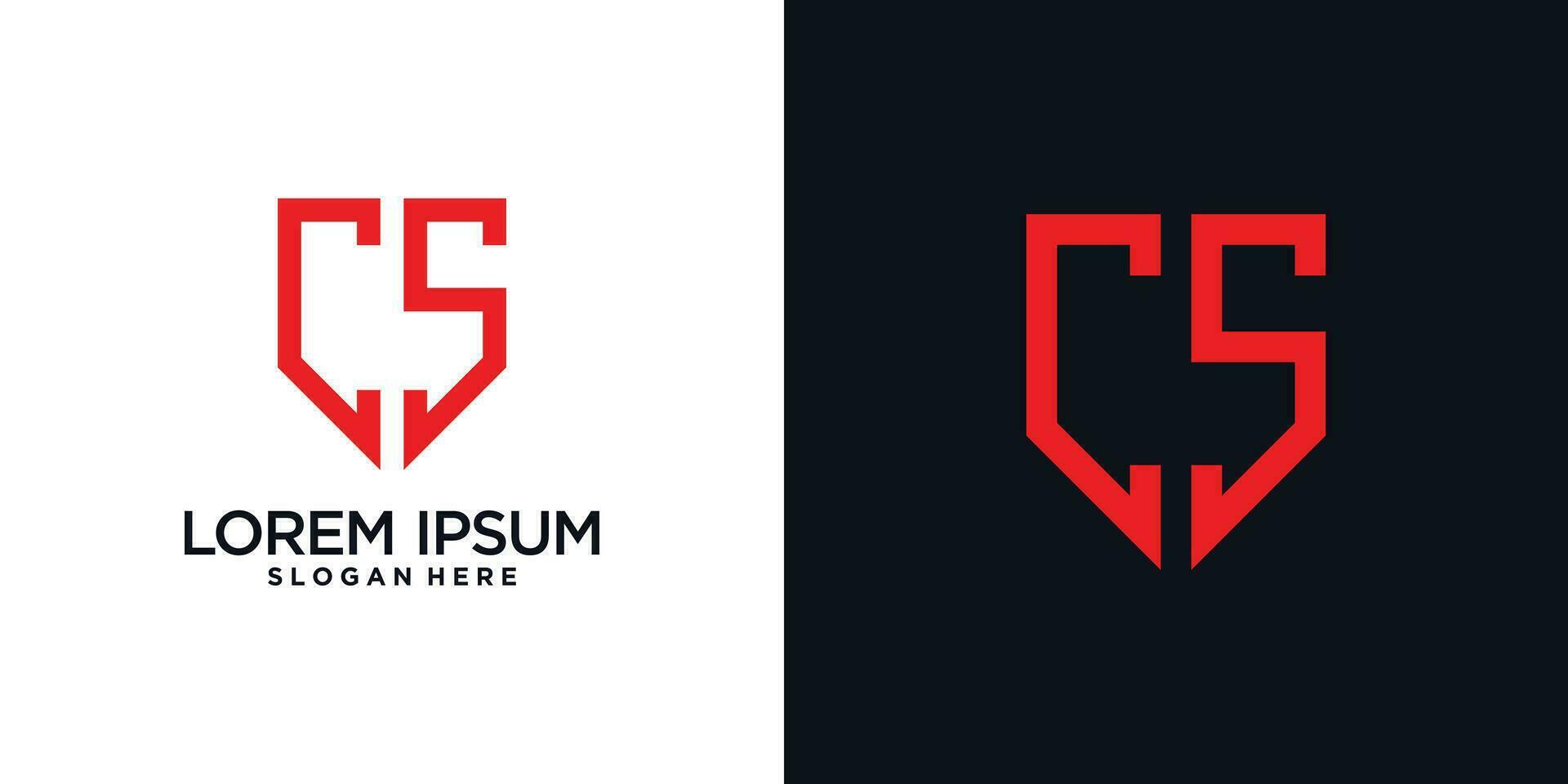 Monogram logo design initial letter c combined with shield element and creative concept vector