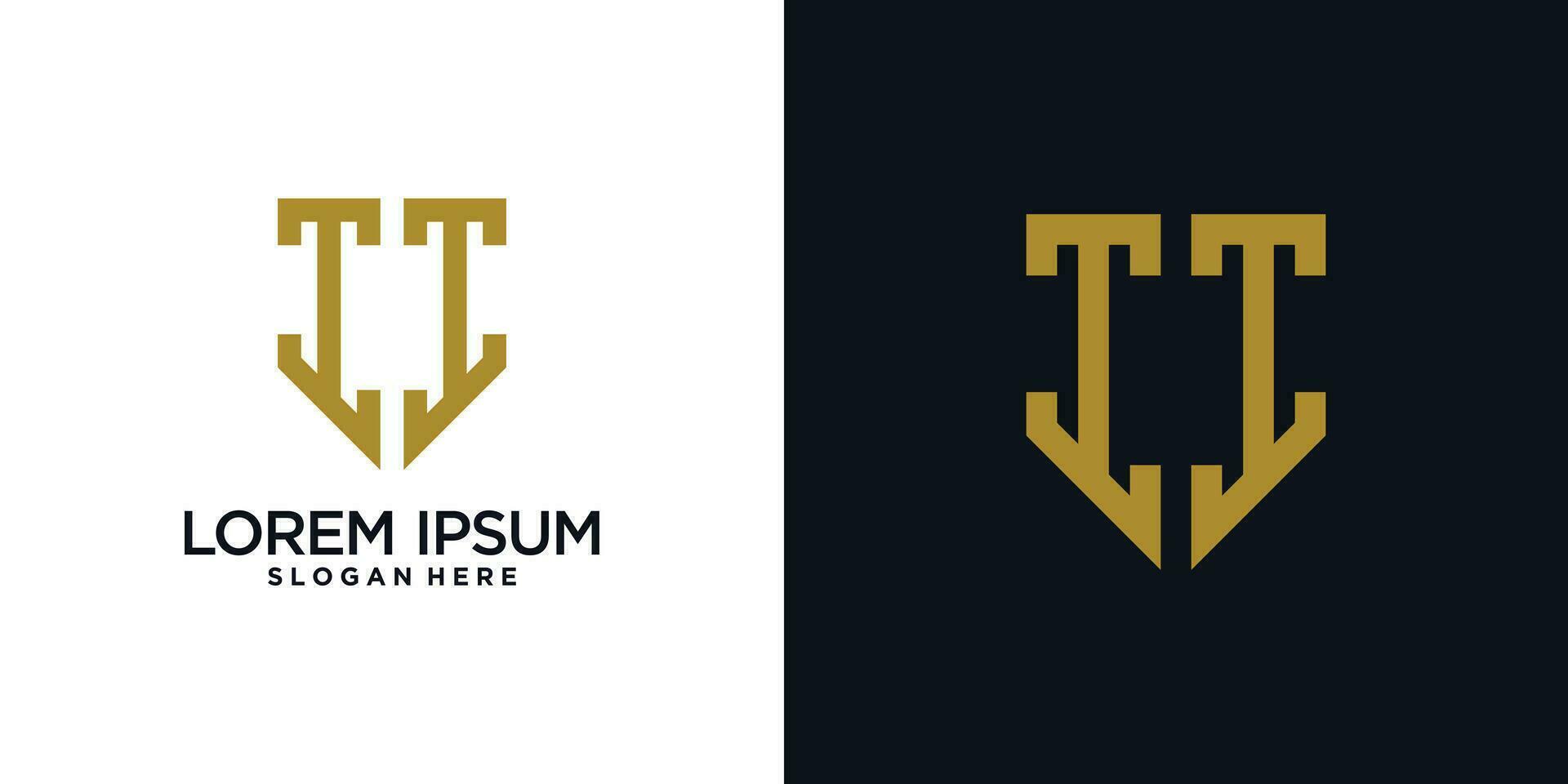 Monogram logo design initial letter i combined with shield element and creative concept vector