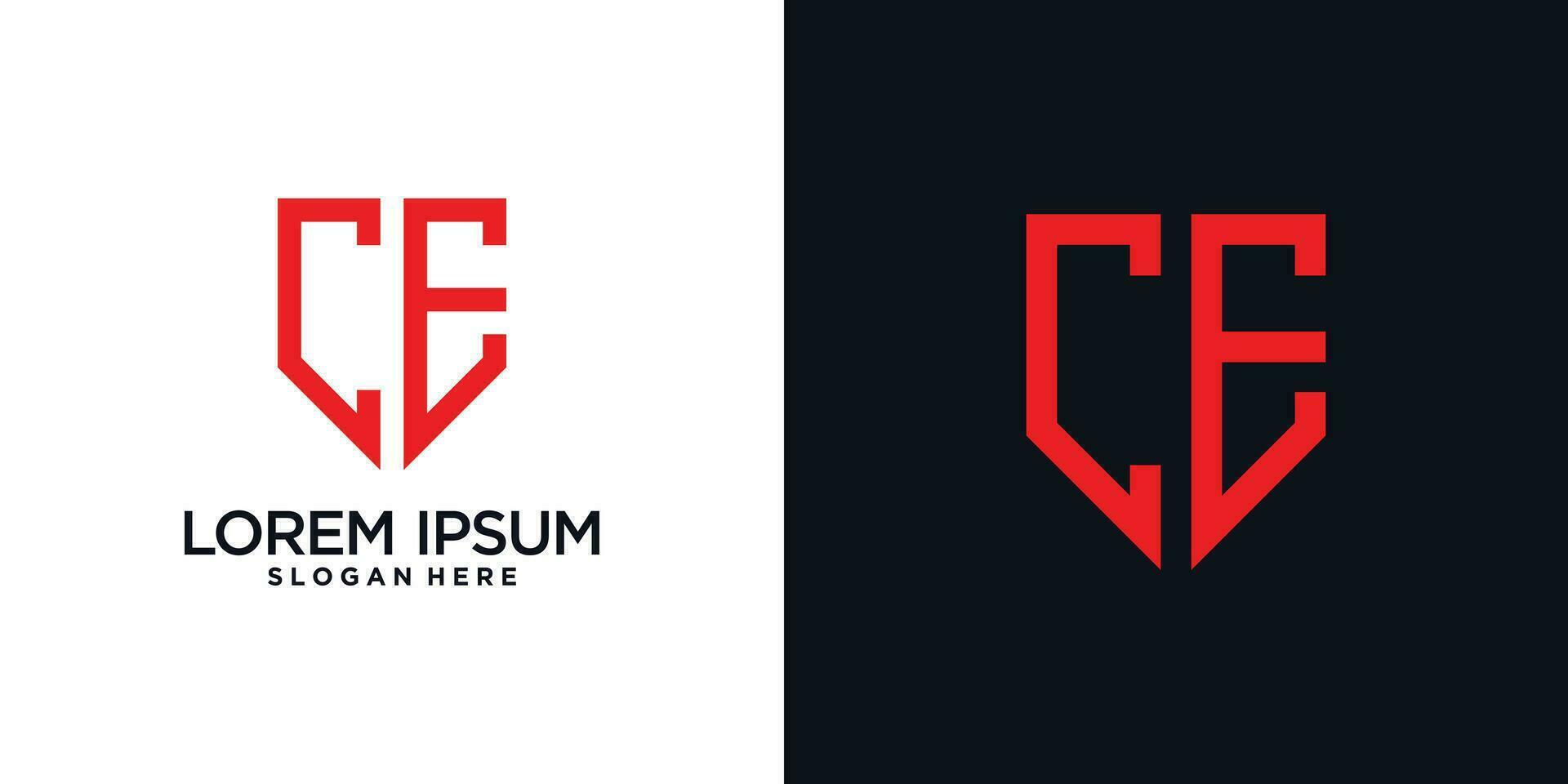 Monogram logo design initial letter c combined with shield element and creative concept vector