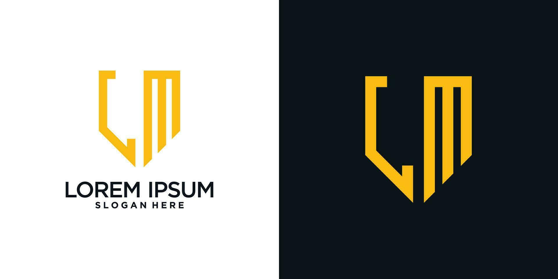 Monogram logo design initial letter l combined with shield element and creative concept vector