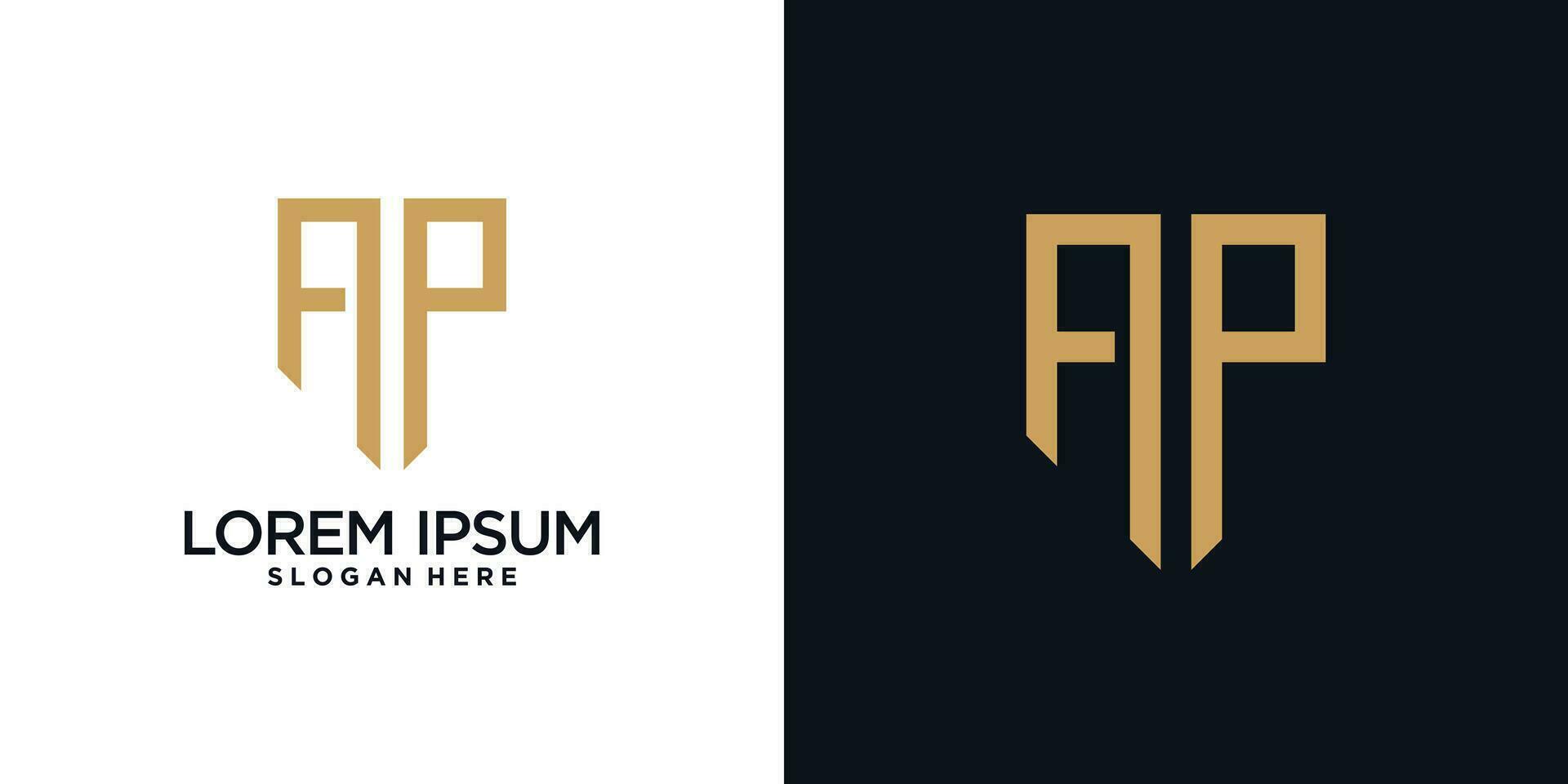 Monogram logo design initial letter a combined with shield element and creative concept vector