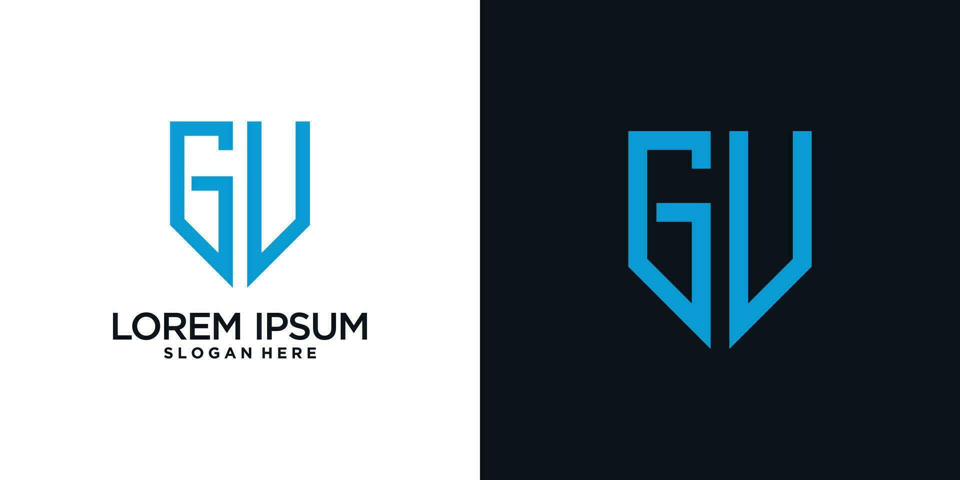 Monogram logo design initial letter g combined with shield element and creative concept vector