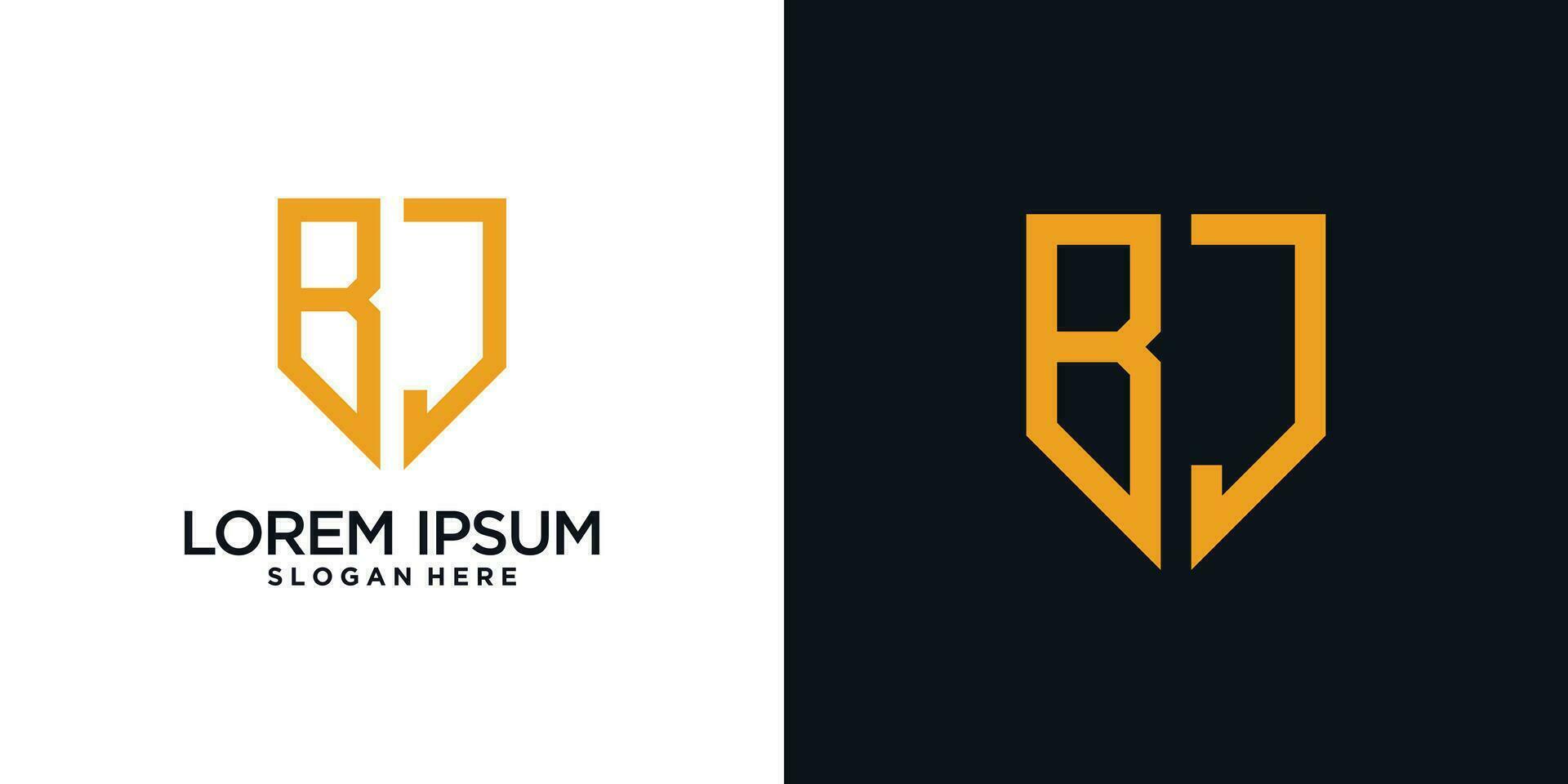 Monogram logo design initial letter b combined with shield element and creative concept vector
