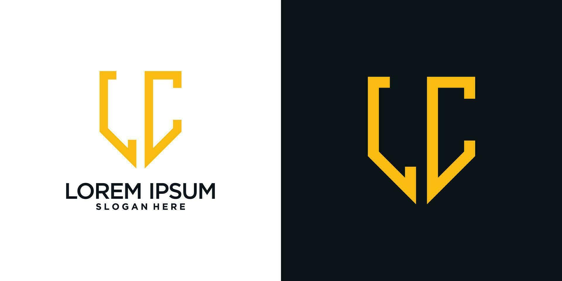 Monogram logo design initial letter l combined with shield element and creative concept vector