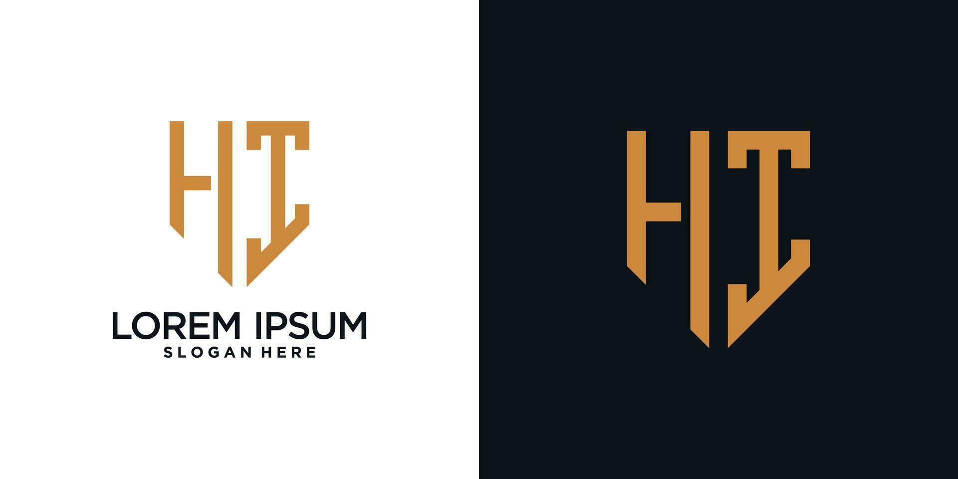 Monogram logo design initial letter h combined with shield element and creative concept vector