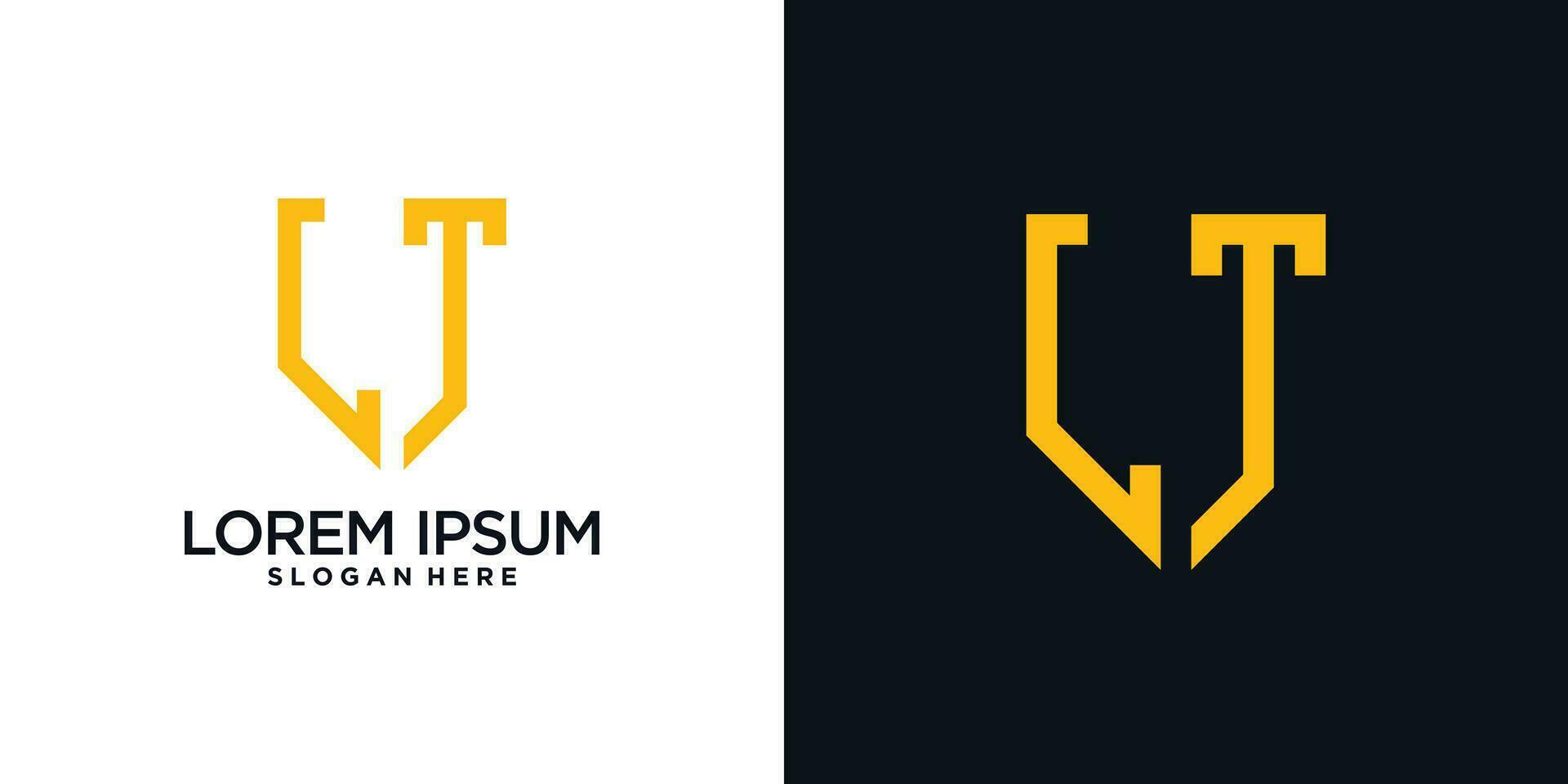 Monogram logo design initial letter l combined with shield element and creative concept vector