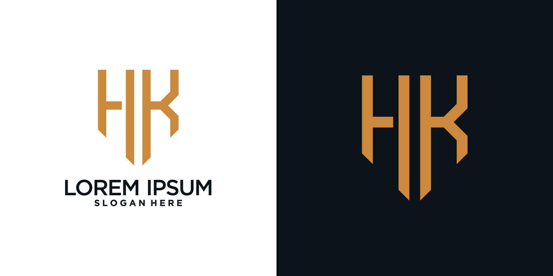 Monogram logo design initial letter h combined with shield element and creative concept vector