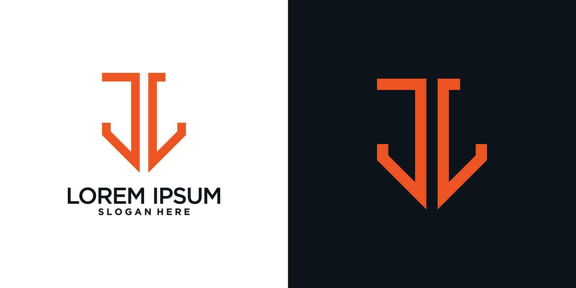 Monogram logo design initial letter j combined with shield element and creative concept vector