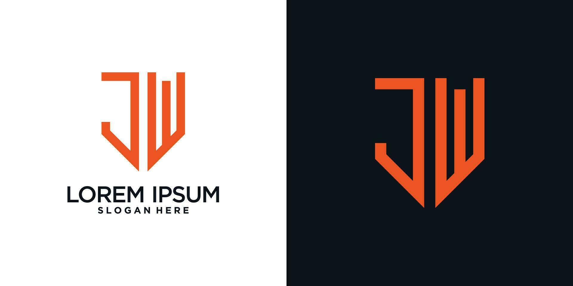 Monogram logo design initial letter j combined with shield element and creative concept vector