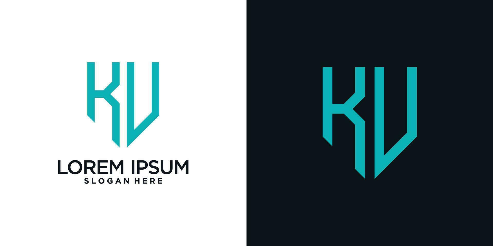 Monogram logo design initial letter k combined with shield element and creative concept vector